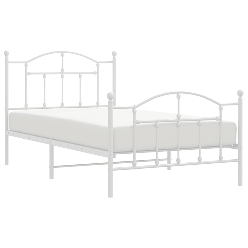 Bowery Hill Rectangular Powder-Coated Steel Twin Bed Frame in White