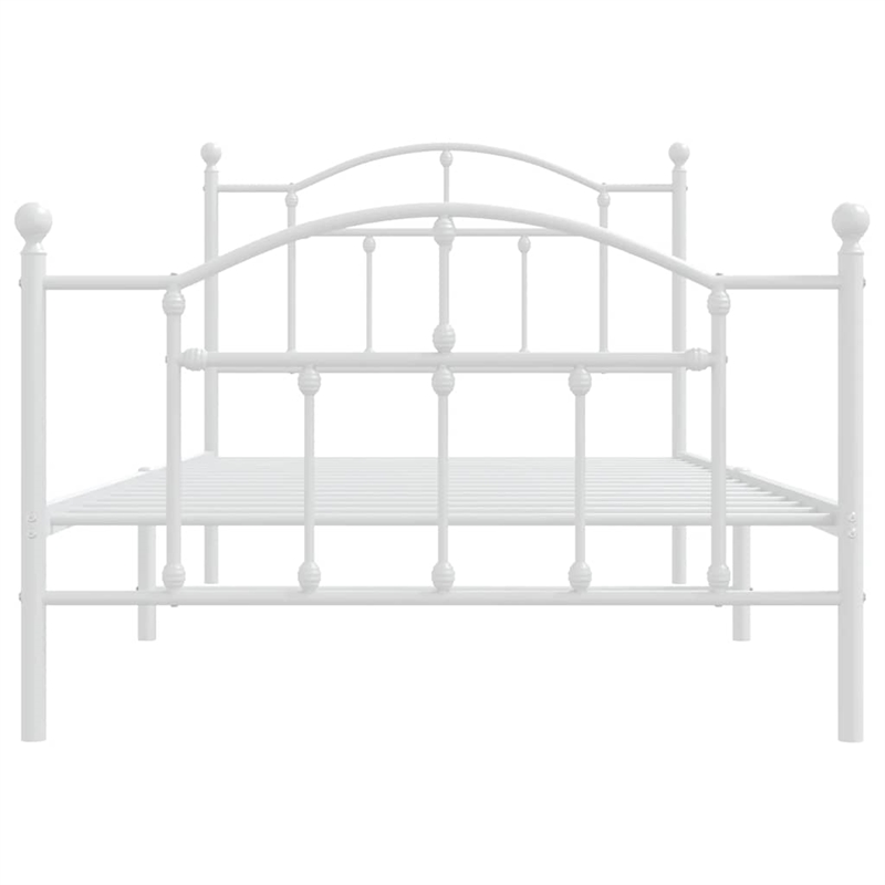 Bowery Hill Rectangular Powder-Coated Steel Twin Bed Frame in White
