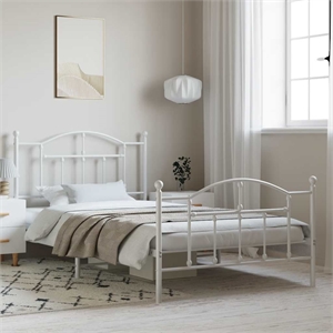 Bowery Hill 39.4 x 78.7 Powder-Coated Steel in Bed Frame in White