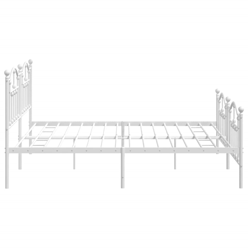 Bowery Hill Rectangular Powder-Coated Steel Full Bed Frame in White