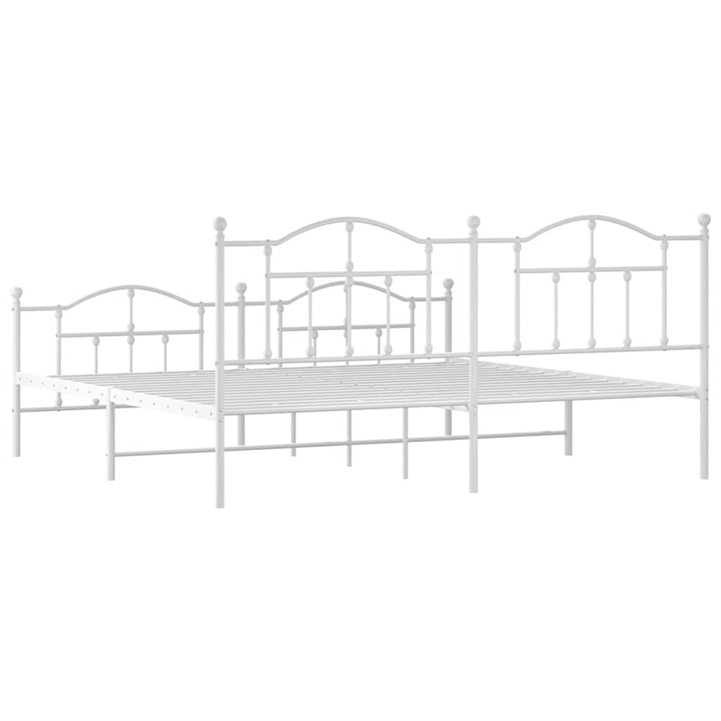 Bowery Hill Rectangular Powder-Coated Steel Full Bed Frame in White