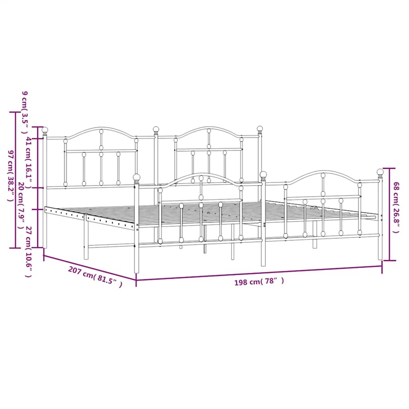 Bowery Hill Rectangular Powder-Coated Steel Full Bed Frame in White