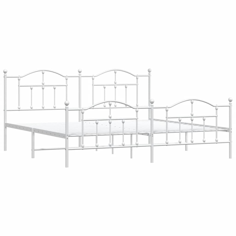 Bowery Hill Rectangular Powder-Coated Steel Full Bed Frame in White