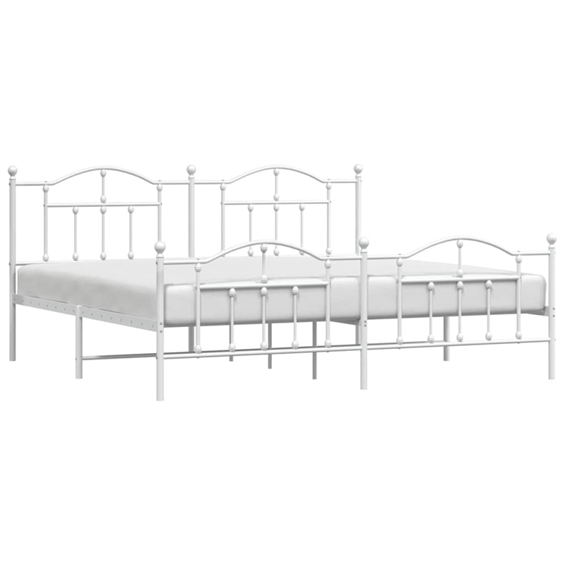 Bowery Hill Rectangular Powder-Coated Steel Full Bed Frame in White