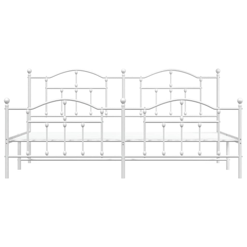 Bowery Hill Rectangular Powder-Coated Steel Full Bed Frame in White
