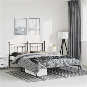 Bowery Hill Rectangular Powder-Coated Steel King Bed Frame in Black