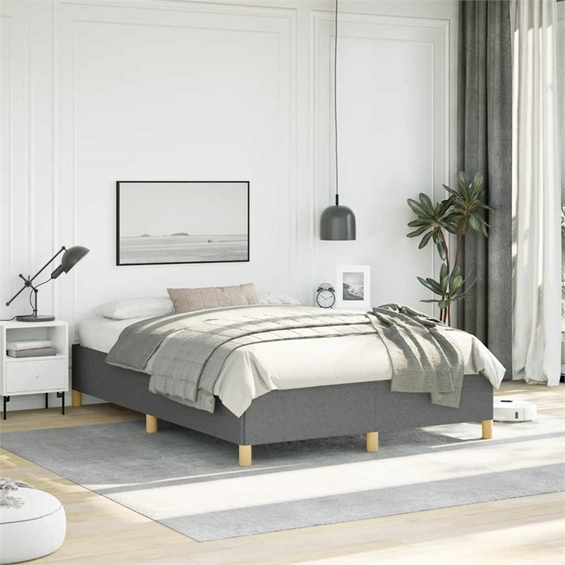Bowery Hill Contemporary Engineered Wood Full Bed Frame in Dark Gray