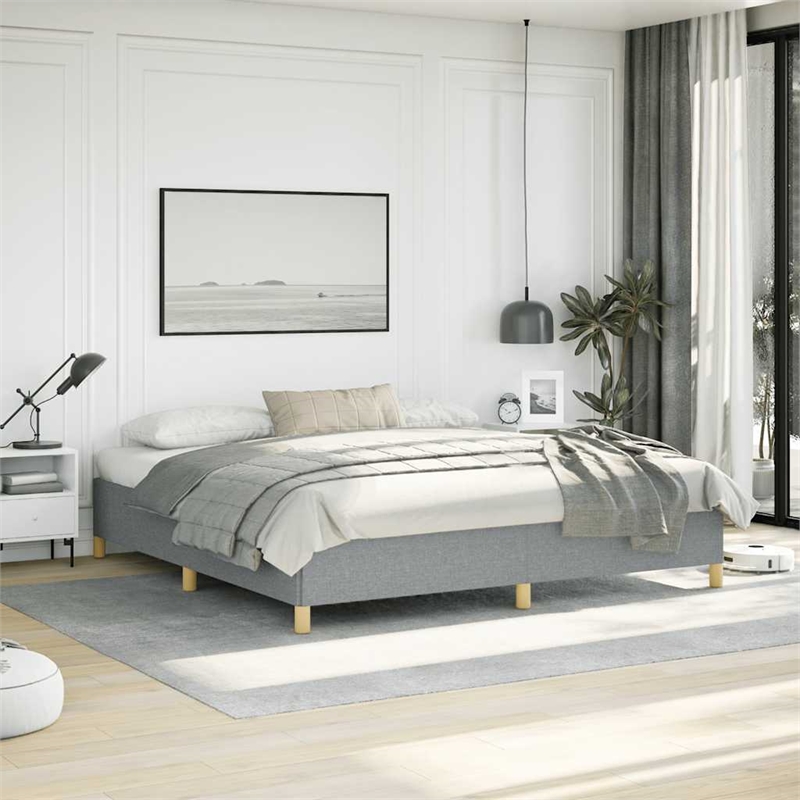 Bowery Hill Contemporary Engineered Wood King Bed Frame in Light Gray