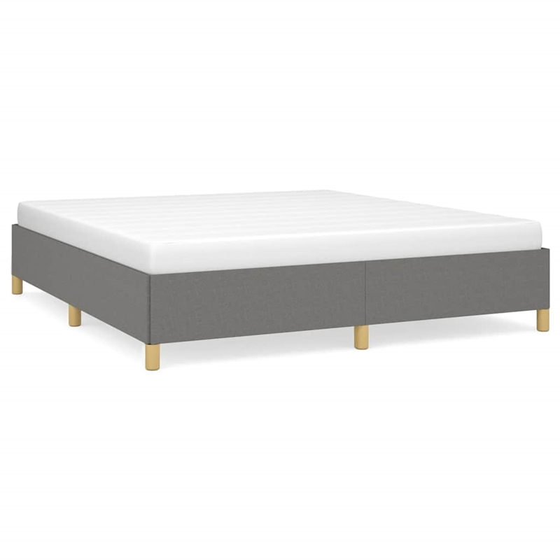 Bowery Hill Engineered Wood King Bed Frame in Dark Gray Fabric