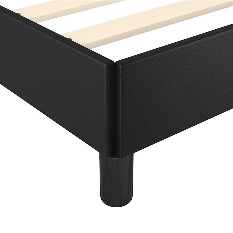Bowery Hill Contemporary Faux leather Full Bed Frame in Black
