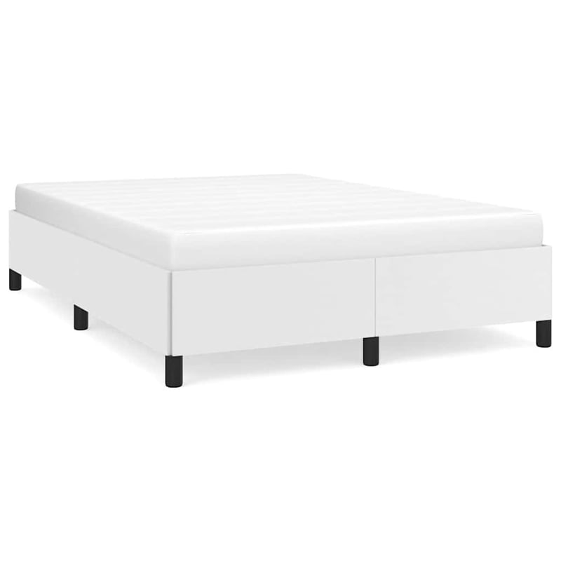 Bowery Hill Engineered Wood Faux Leather Full Bed Frame in White