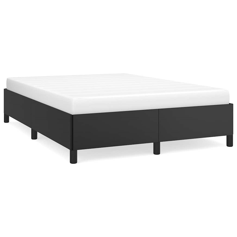 Bowery Hill Engineered Wood Faux Leather Queen Bed Frame in Black