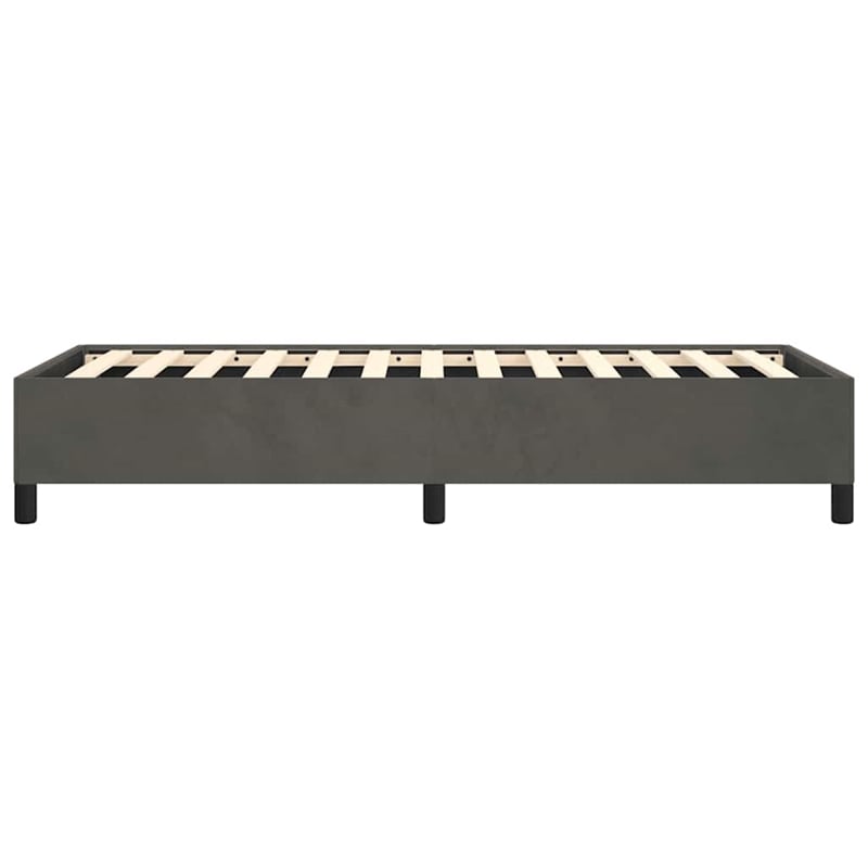 Bowery Hill Engineered Wood Velvet Twin Bed Frame in Dark Gray