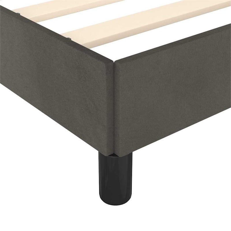 Bowery Hill Engineered Wood Velvet Twin Bed Frame in Dark Gray