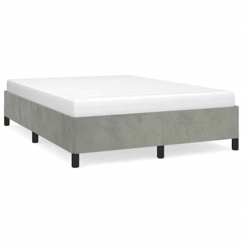 Bowery Hill Engineered Wood Faux Leather Full Bed Frame in Light Gray