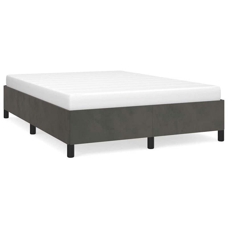Bowery Hill Contemporary Velvet Full Bed Frame in Dark Gray Fabric