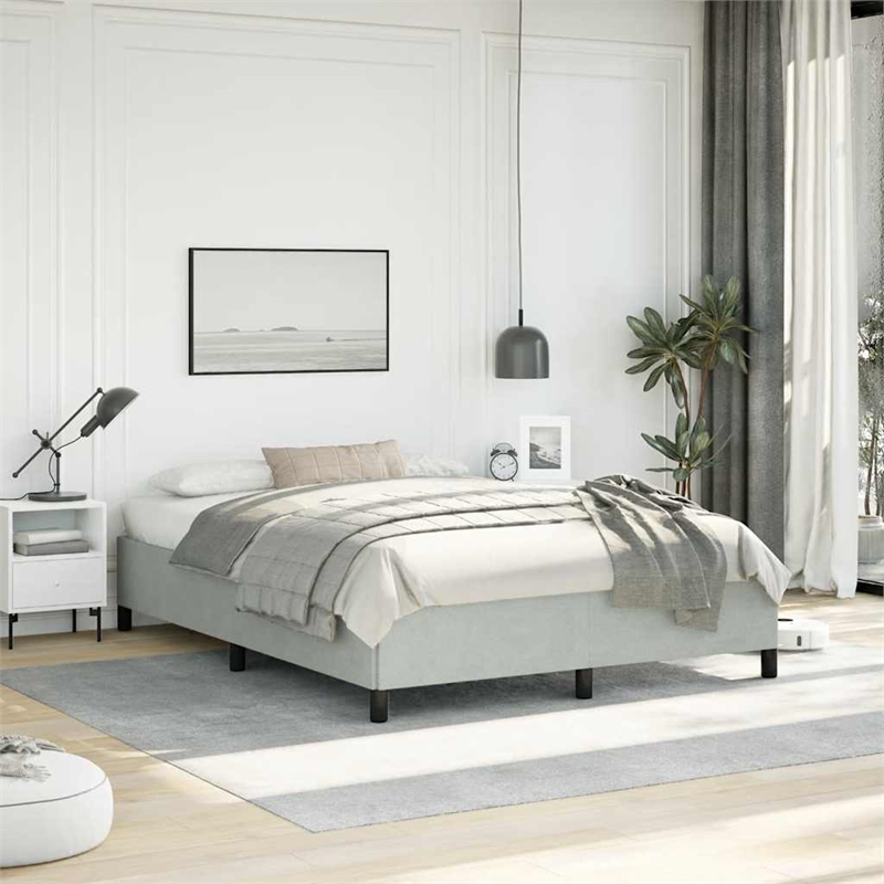 Bowery Hill Contemporary Queen Engineered Wood Bed Frame in Light Gray