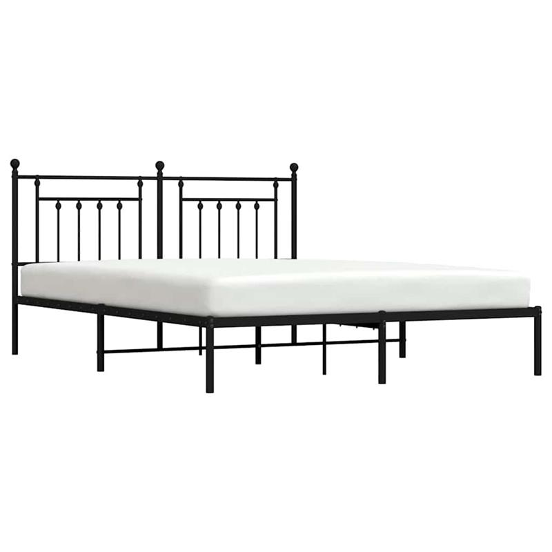 Bowery Hill Rectangular Powder-Coated Steel Full Bed Frame in Black