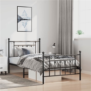 Bowery Hill Contemporary Powder-Coated Steel Twin Bed Frame in Black
