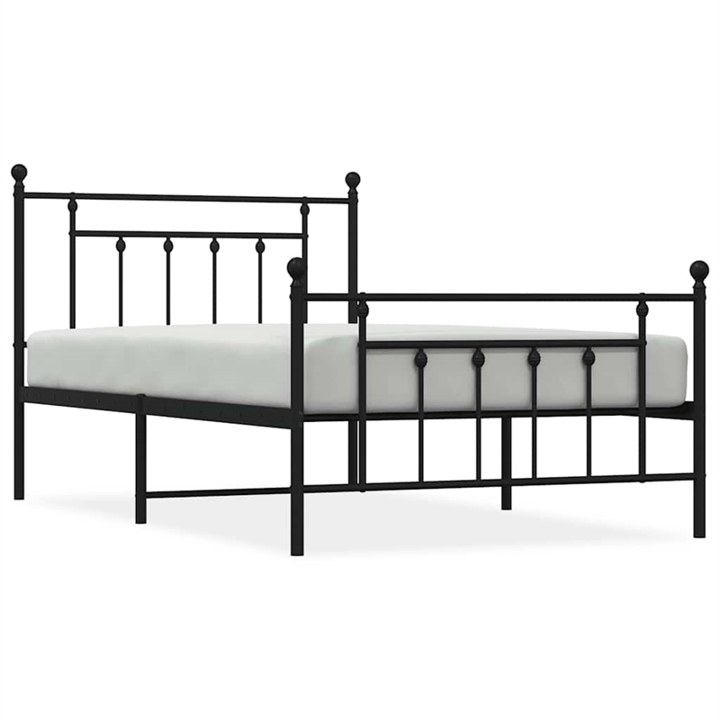 Bowery Hill Rectangular Steel Single Industrial Bed Frame in Black