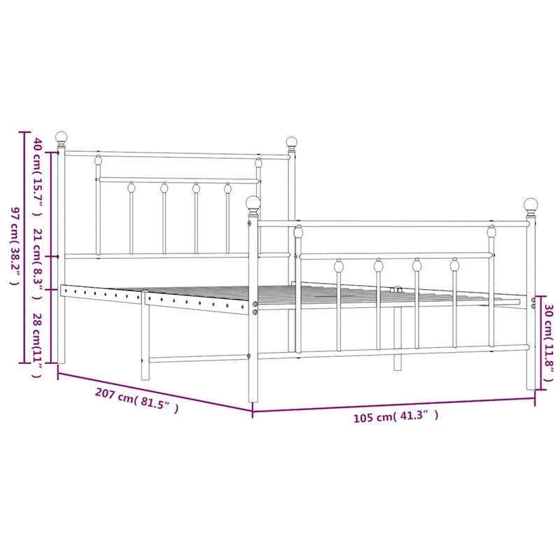 Bowery Hill Rectangular Steel Single Industrial Bed Frame in Black