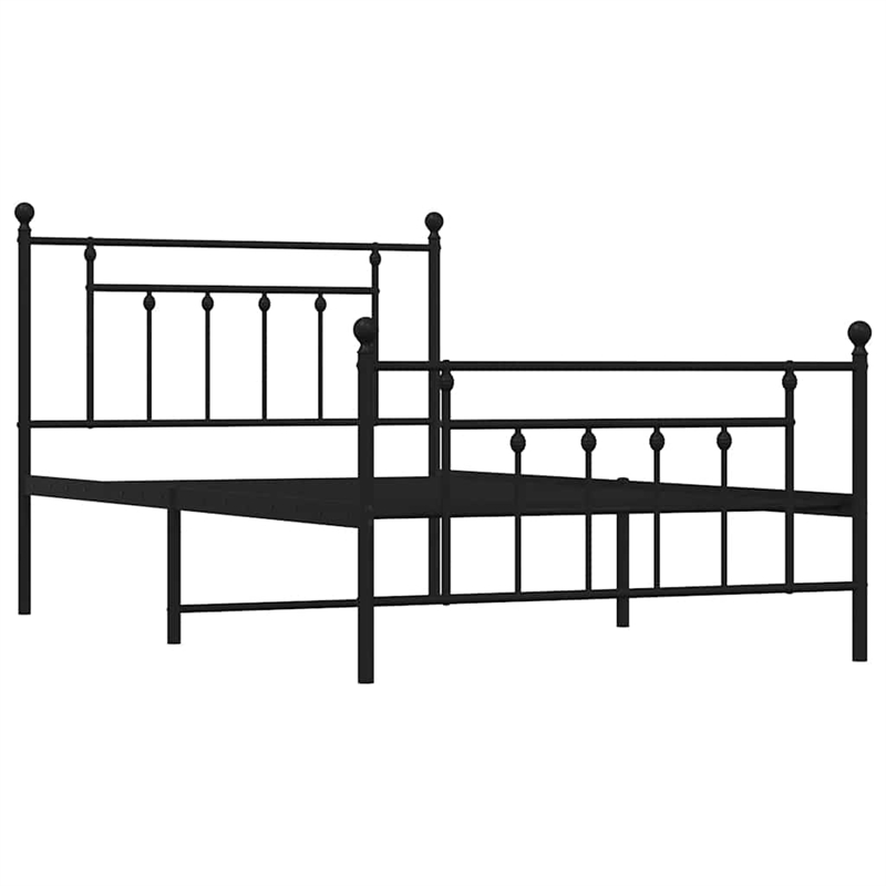 Bowery Hill Rectangular Steel Single Industrial Bed Frame in Black