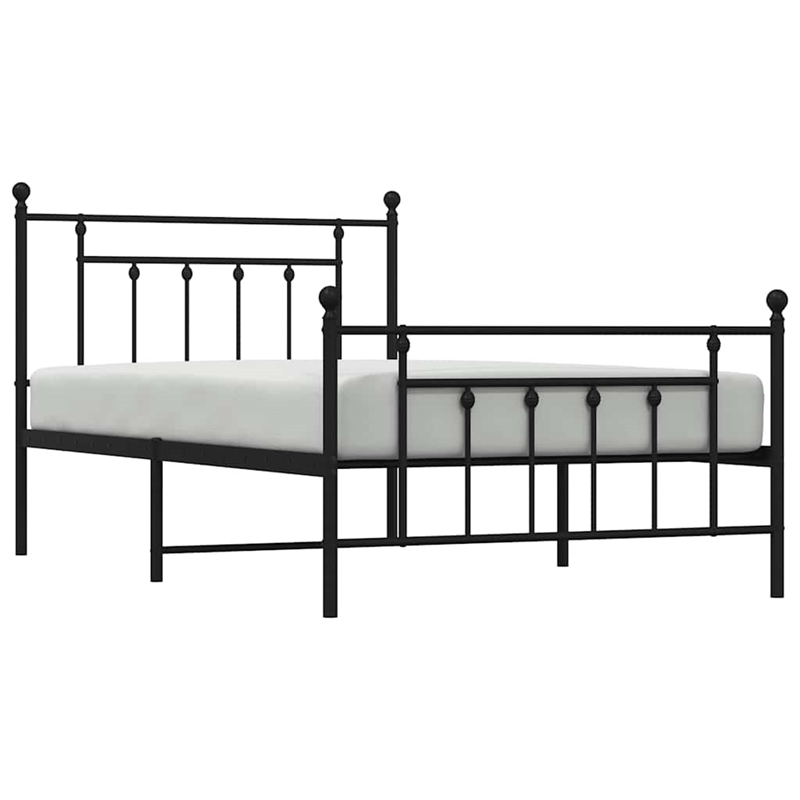 Bowery Hill Rectangular Steel Single Industrial Bed Frame in Black