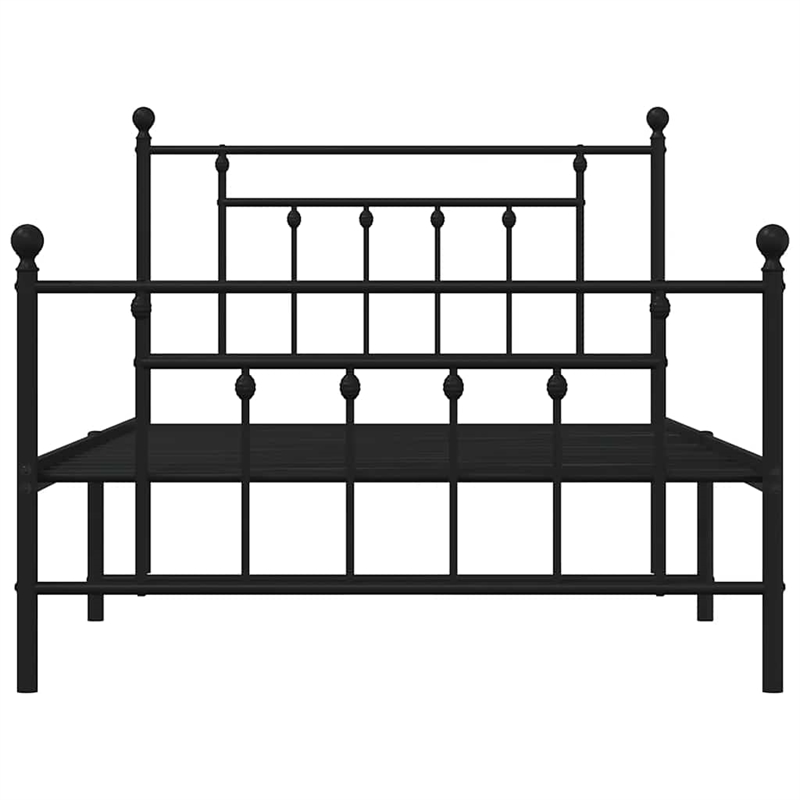Bowery Hill Rectangular Steel Single Industrial Bed Frame in Black