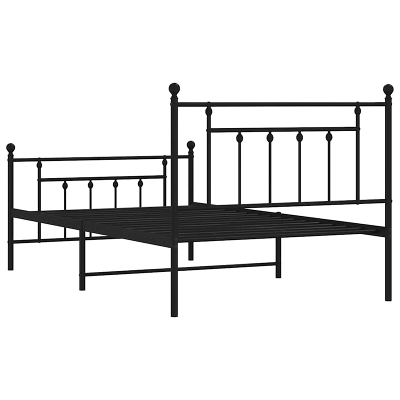 Bowery Hill Rectangular Steel Single Industrial Bed Frame in Black