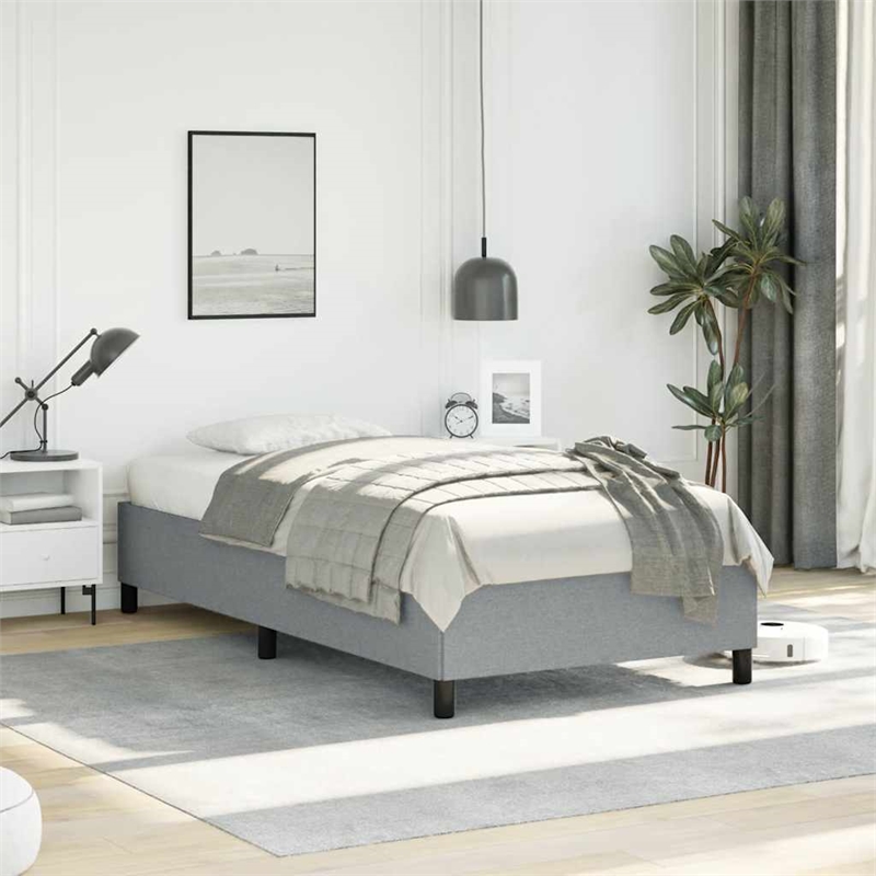 Bowery Hill Contemporary Twin XL Engineered Wood Bed Frame in Light Gray