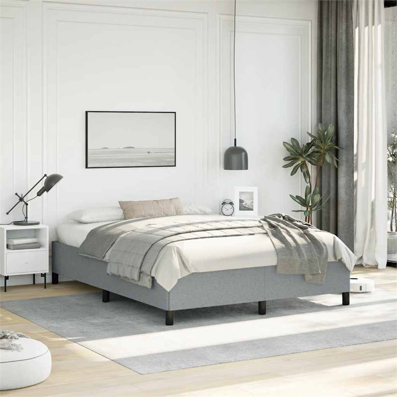 Bowery Hill Contemporary Queen Engineered Wood Bed Frame in Light Grey