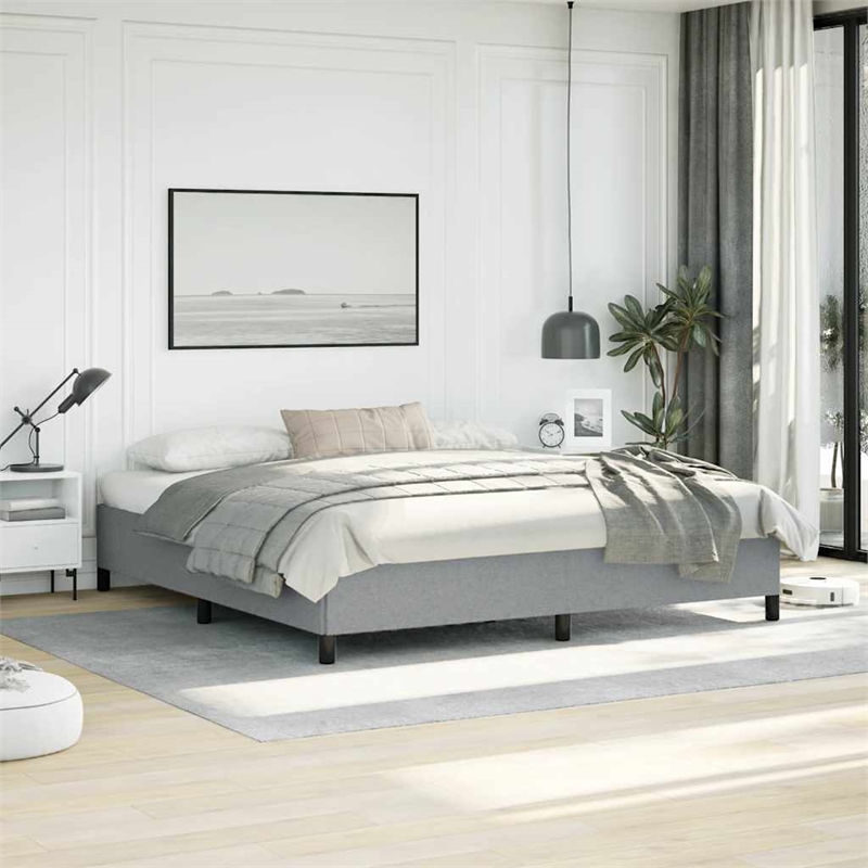 Bowery Hill Contemporary Engineered Wood King Bed Frame in Light Grey