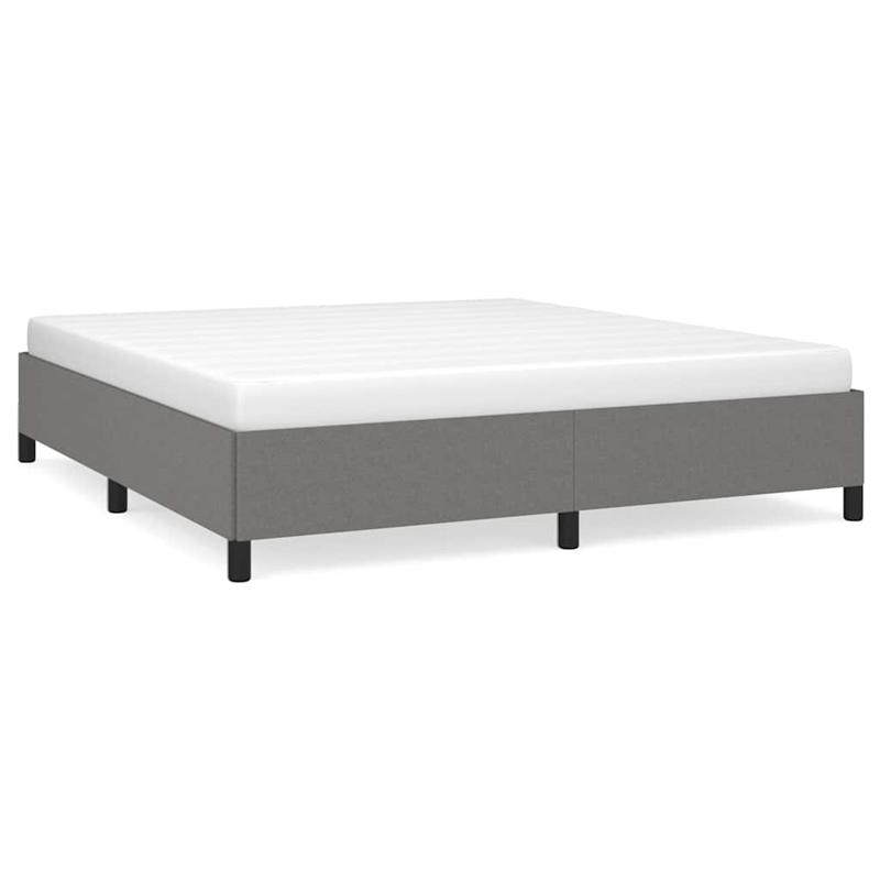 Bowery Hill Engineered Wood King Bed Frame in Dark Gray Fabric