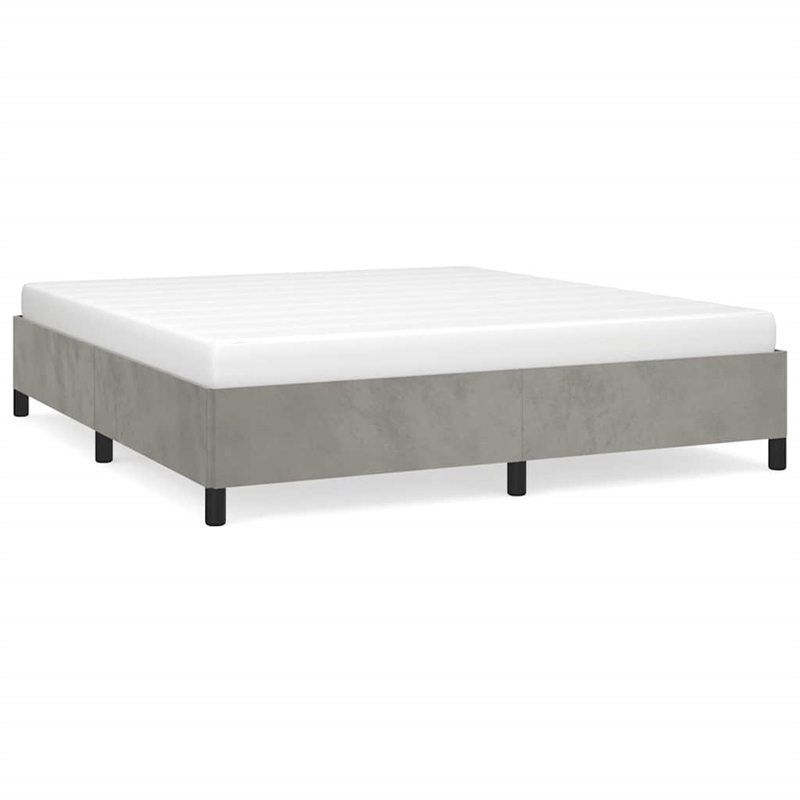 Bowery Hill Contemporary Velvet California King Bed Frame in Light Grey