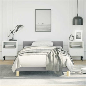 Bowery Hill Contemporary Twin With Headboard Bed Frame in Light Gray