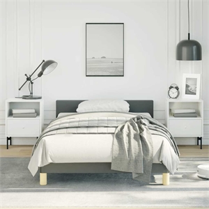 Bowery Hill Engineered Wood Twin Bed Frame with Headboard in Dark Gray