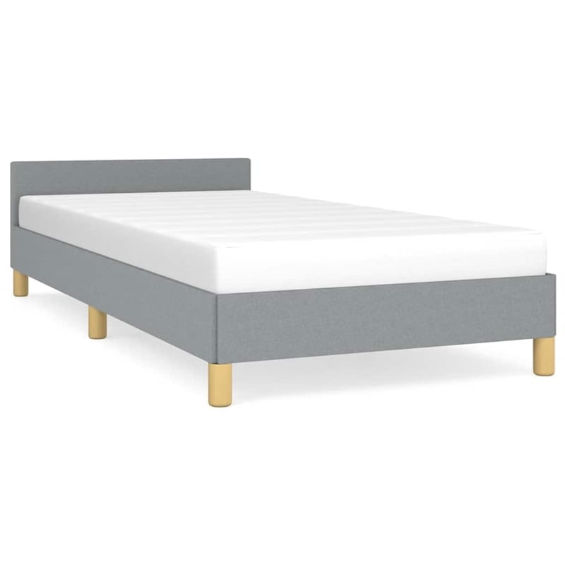 Bowery Hill Twin XL Engineered Wood Bed Frame with Headboard in Light Grey