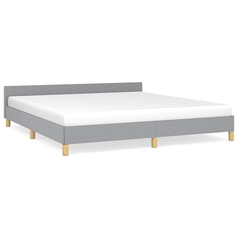 Bowery Hill Contemporary King Bed Frame With Headboard in Light Gray