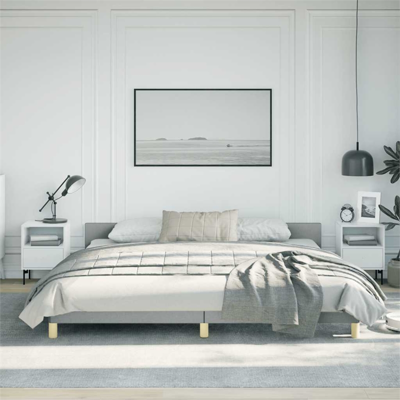Bowery Hill Contemporary King Bed Frame With Headboard in Light Gray