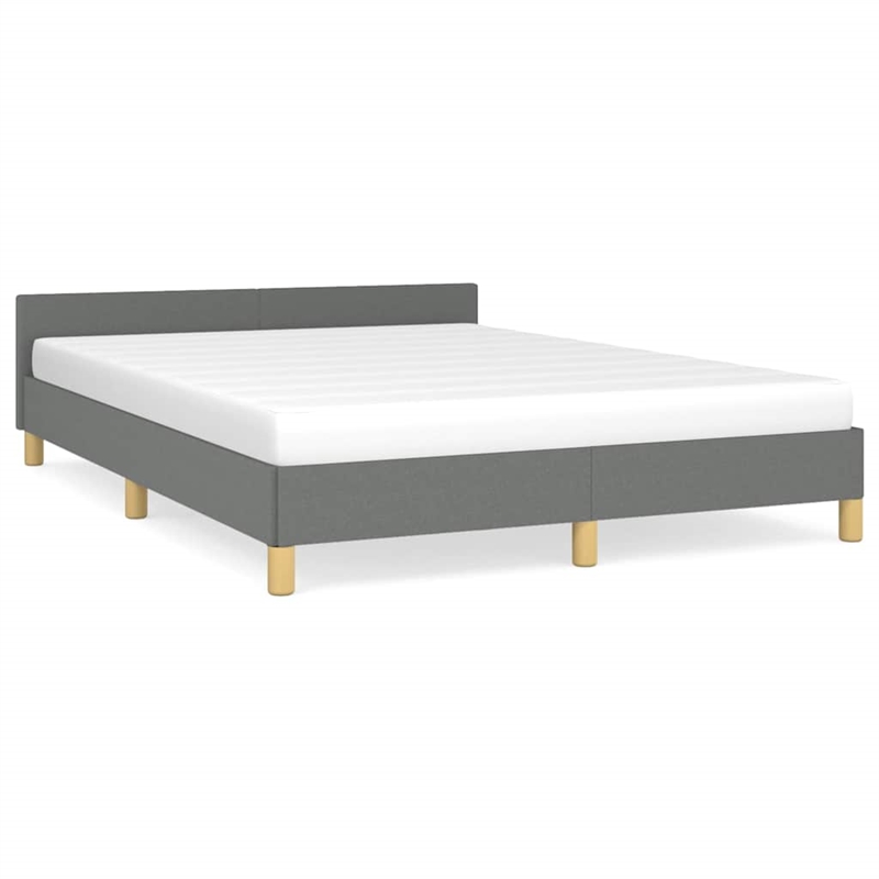 Bowery Hill Engineered Wood King Bed Frame with Headboard in Dark Gray Fabric