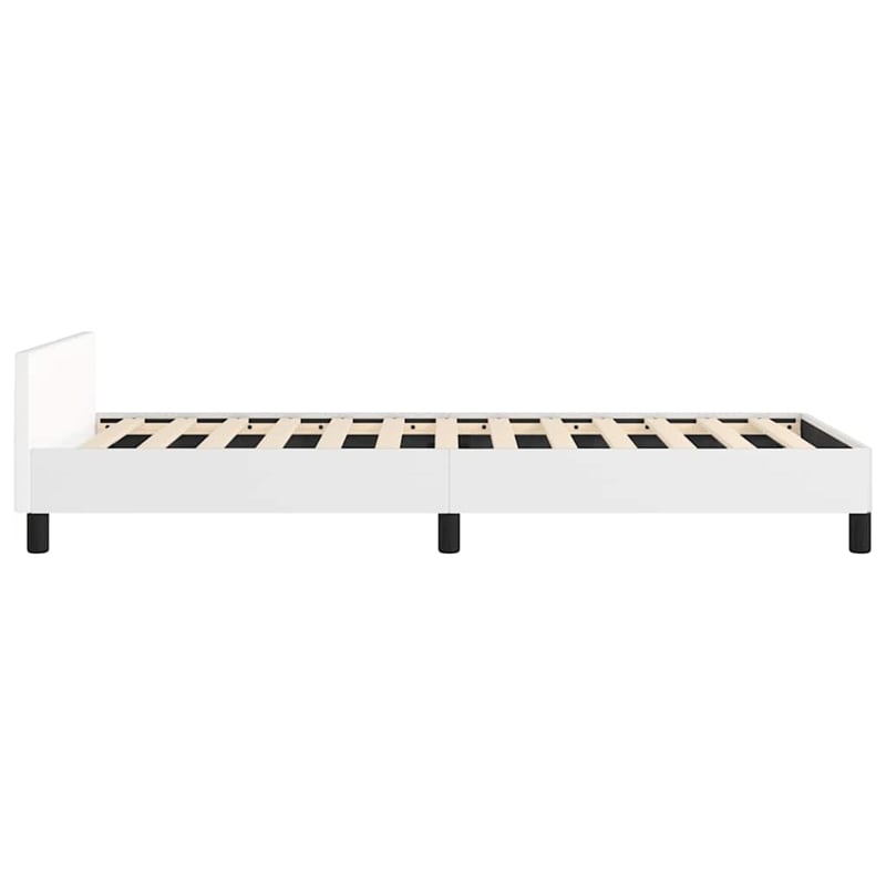 Bowery Hill Twin Faux Leather Bed Frame With Headboard in White
