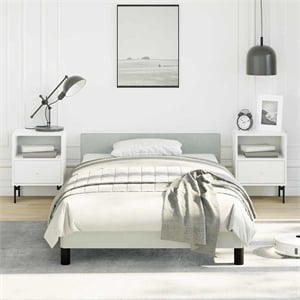 Bowery Hill Contemporary Twin with Headboard Bed Frame in Light Gray