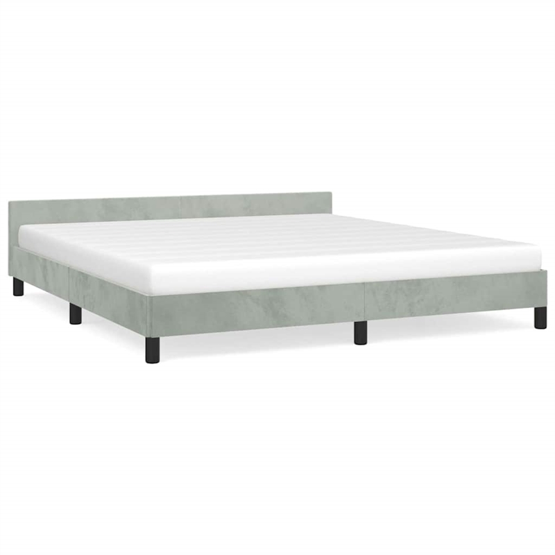 Bowery Hill Contemporary King Bed Frame With Headboard in Light Gray