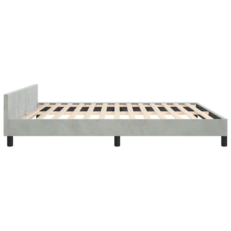 Bowery Hill Contemporary King Bed Frame With Headboard in Light Gray