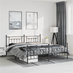 Bowery Hill Contemporary 72 x 84 Powder-Coated Steel Bed Frame in Black