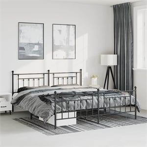 Bowery Hill Rectangular Industrial Steel Full Bed Frame in Black