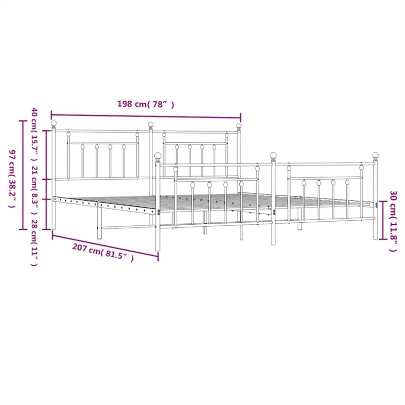 Bowery Hill Rectangular Industrial Steel Full Bed Frame in Black