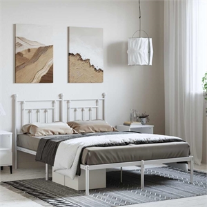 Bowery Hill Powder-Coated Steel King Size Bed Frame in White