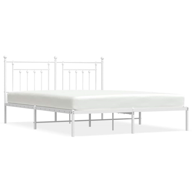 Bowery Hill Rectangular Powder-Coated Steel Full Bed Frame in White