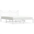 Bowery Hill Rectangular Powder-Coated Steel Full Bed Frame in White